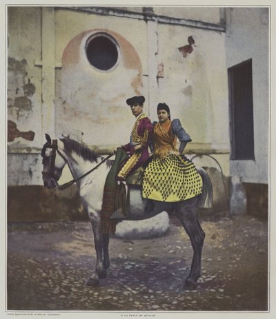 På Feria i Sevilla (färg litho) av French Photographer