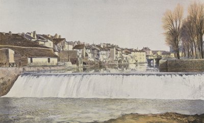 Aurillac, gamla hus på stranden av Jordanne av French Photographer
