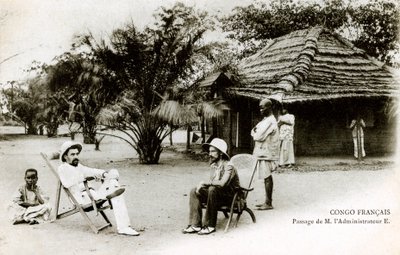 Brazzaville (Franska Ekvatorialafrika - A.E.F.) Kongo francais: passage av herr administratören E. början av 1900-talet (s/v foto) av French Photographer