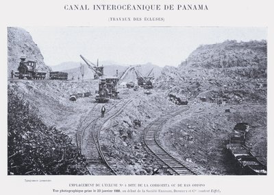 Panama Interoceanic Canal, Lock Works (bw foto) av French Photographer