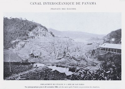 Panama Interoceanic Canal, Lock Works (bw foto) av French Photographer