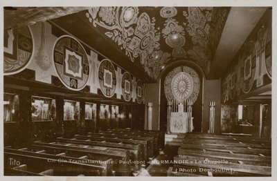Kapell ombord på ångbåten, la Normandie. Vykort skickat 1913. av French Photographer
