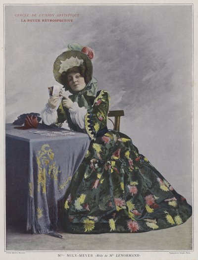 Emilie Mily-Meyer som Mademoiselle Lenormand i La Revue Retrospective (färgad bild) av French Photographer