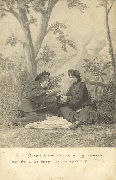 Kvinnliga älskare på landet (s/v foto) av French Photographer