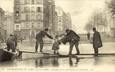 Översvämning av Paris, Frankrike, januari 1910 av French Photographer
