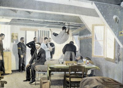 Franska flottan, sent 1800-tal: Inspektion på sjukstugan, besök av läkare - Bibl. des Arts deco. av French Photographer