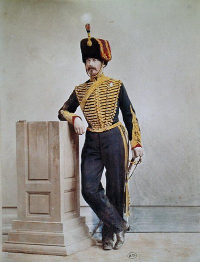 Fransk soldat vid tiden för det andra imperiet (färgat foto) av French Photographer