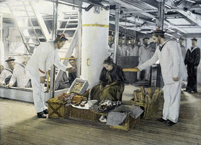 Fransk marin, sent 1800-tal: handlaren med ätbara varor - Bibl. des Arts deco. av French Photographer