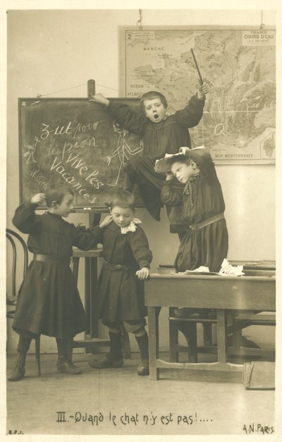 Franska skolbarn som spelar, Vive Les Vacances av French Photographer