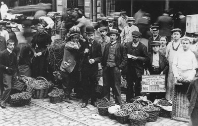 Trädgårdsmästare på Les Halles-marknaden, Paris, 1907 av French Photographer