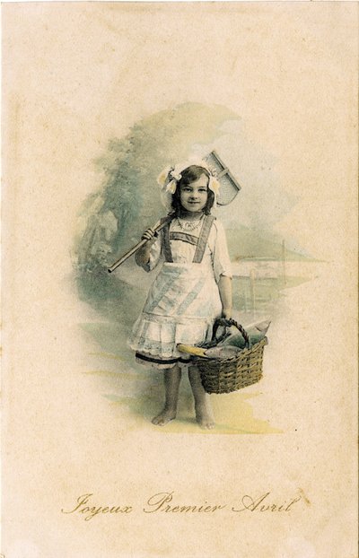 Glad första april 1906 (färgat foto) av French Photographer