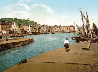 Honfleur Harbour, Frankrike, 1890-1900 av French Photographer