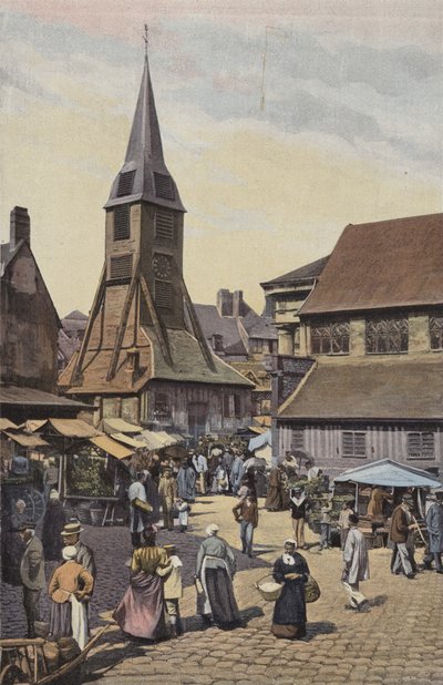 Honfleur, Place du Marche och Sainte-Catherine-kyrkan av French Photographer