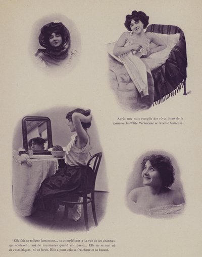Illustration för Petites Parisiennes (dvs. unga arbetande flickor i Paris) (s/v foto) av French Photographer