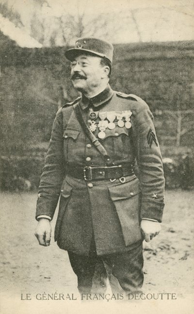 Jean-Marie Degoutte, fransk general från första världskriget (s/v foto) av French Photographer