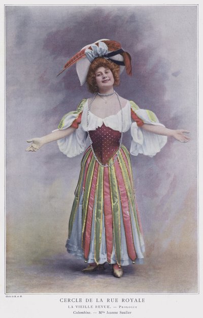 Jeanne Saulier som Colombine i La Vieille Revue (färgad bild) av French Photographer
