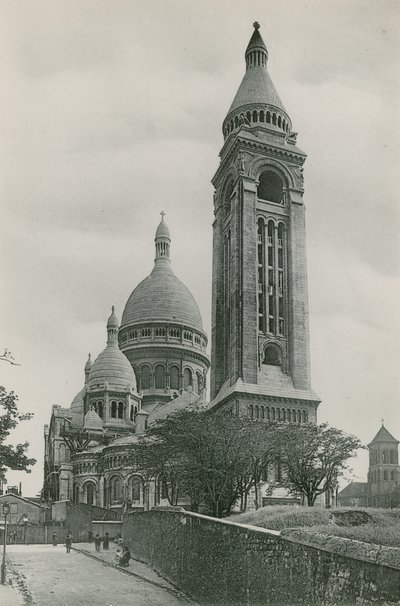 Basilikan Sacre-Coeur, Campanile, Basilica of Sacre-Coeur och Campanile (fotogravyr) av French Photographer