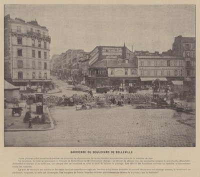 Pariskommunen, Barrikaden på Boulevard De Belleville (s/v foto) av French Photographer