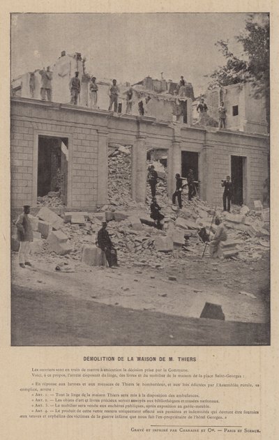 Pariskommunen, rivning av M Thiers hus (s/v foto) av French Photographer