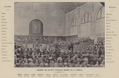 Pariskommunen, dom över de sjutton huvudmedlemmarna i kommunen, 2 september 1871 (s/v foto) av French Photographer