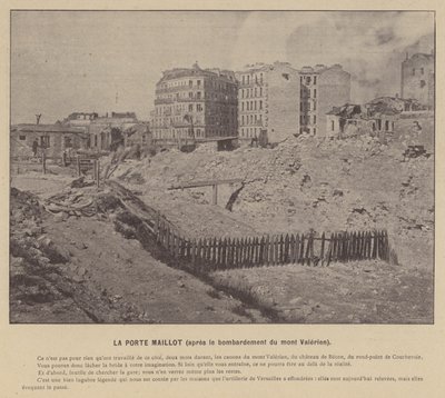 Pariskommunen, La Porte Maillot, efter bombardementet av Mont Valerien (s/v foto) av French Photographer