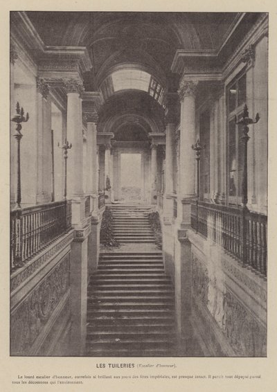 Pariskommunen, Tuilerierna, huvudtrappa (s/v foto) av French Photographer