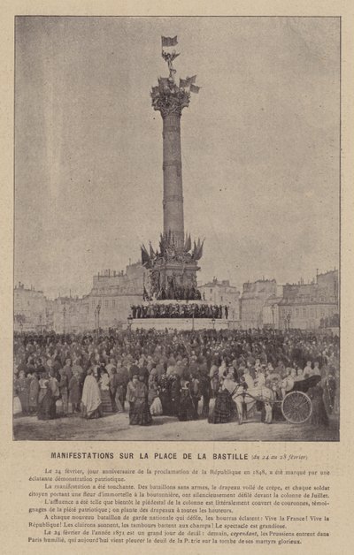 Pariskommunen, demonstrationer på Place De La Bastille, 24-28 februari (s/v foto) av French Photographer
