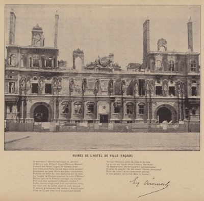 Pariskommunen, ruinerna av Hotel De Ville, Fasad (s/v foto) av French Photographer