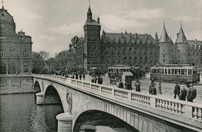 Pont au Change och Palais de Justice, Pont au Change och domstolen (fotogravyr) av French Photographer