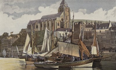 Le Treport, kyrkan och hamnen av French Photographer