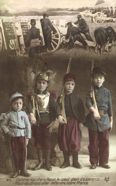 Liksom våra kära fäder, våra hjärtan fyllda av hopp, vill vi gå och försvara vårt Frankrike (färgfoto) av French Photographer