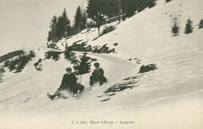 Lugers på ett berg (s/v foto) av French Photographer