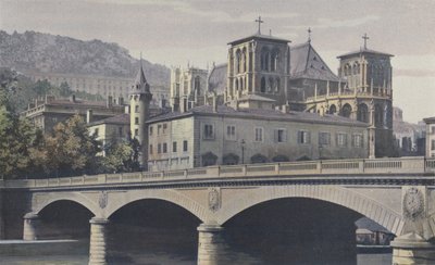 Lyon, Archeveche, St-Jean-katedralen och sluttningen av Fourviere av French Photographer