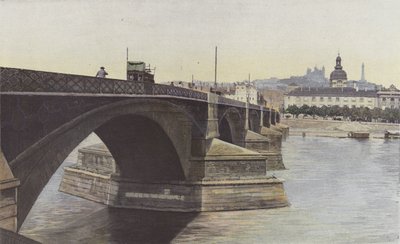 Lyon, Guillotiere-bron och Hôtel-Dieu-kyrkan av French Photographer