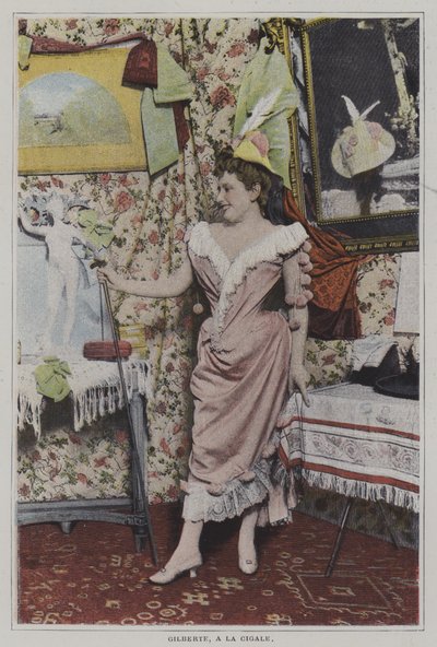 Mademoiselle Gilberte, fransk sångerska på La Cigale, Paris (färgfoto) av French Photographer