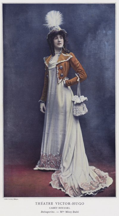 Mademoiselle Mitzy-Dalti som Delvaporine i Cadet Roussel (färgad bild) av French Photographer