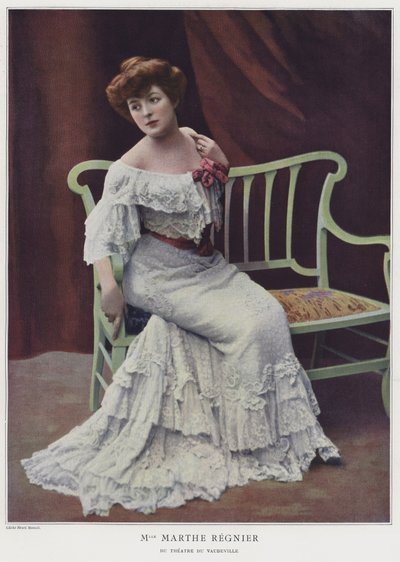 Marthe Regnier, fransk skådespelerska (färgad bild) av French Photographer
