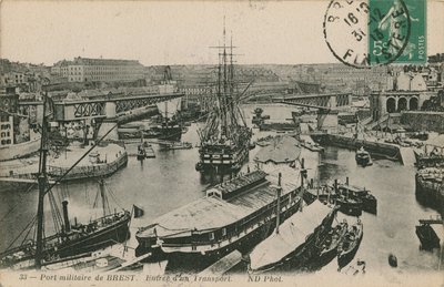 Militär hamn i Brest, Frankrike. Vykort skickat 1913. av French Photographer