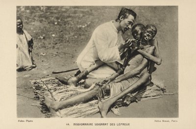 Missionär som tar hand om spetälska av French Photographer
