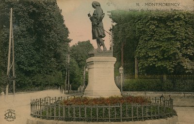 Montmorency - staty av Jean-Jacques Rousseau. Vykort skickat 1913. av French Photographer
