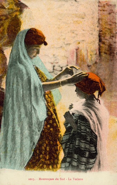 Muslimsk kvinna och barn (färgfoto) av French Photographer
