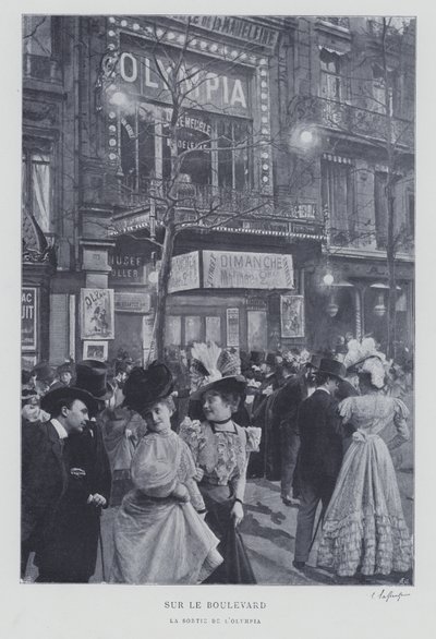 På Boulevard des Capucines utanför Olympia music hall, Paris av French Photographer