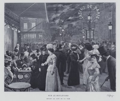 På boulevarden utanför Cafe de la Paix, Paris (s/v foto) av French Photographer