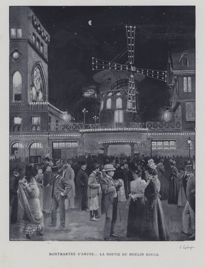 Utanför Moulin Rouge, Montmartre, Paris (s/v foto) av French Photographer