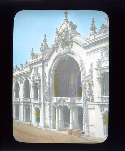 Parisutställning: Palace of Decorative Arts, Paris, Frankrike, 1900 (lanternbild) av French Photographer