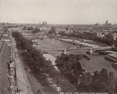 Paris: Utsikt över Seine och City Island (s/v foto) av French Photographer