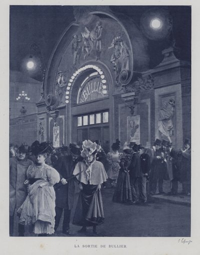 Människor som lämnar Bal Bullier, Paris (s/v foto) av French Photographer