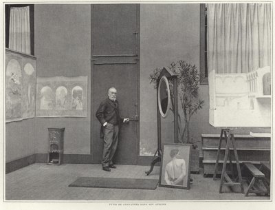 Pierre Puvis de Chavannes i sin verkstad av French Photographer