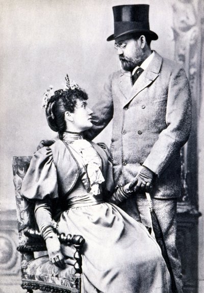Porträtt av Emile Zola och Jeanne Rozerot av French Photographer