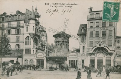 Vykort från Moulin Rouge, Paris, skickat 1913 av French Photographer